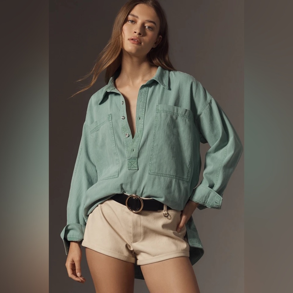 Pilcro Patch Pocket Collared Popover - image 1